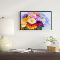 Made in Canada - East Urban Home Coloured Gerbera Flowers Bouquet - Floater Frame Oil Painting Print on Canvas