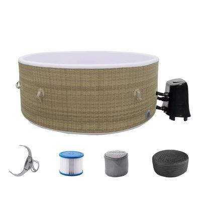 ZACHVO ZACHVO 120 Volt 6 - Person 130 - Jet Round Inflatable Hot Tub in Gray in Hot Tubs & Pools