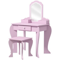 MAKEUP VANITY WITH MIRROR AND STOOL, CLOUD DESIGN, DRAWER, STORAGE BOXES