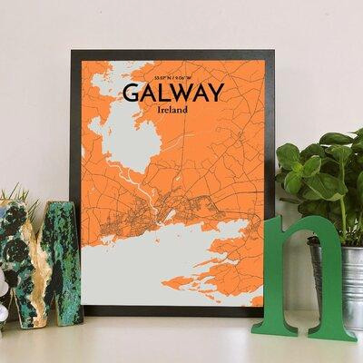 Made in Canada - Wrought Studio 'Galway City Map' Graphic Art Print Poster in Orange in Arts & Collectibles
