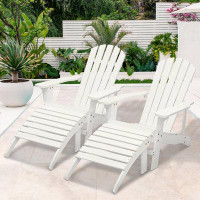 Rosecliff Heights 3 Piece Adirondack Chairs With Table, HDPE Fire Pit Chairs And Folding Side Table Furniture Set