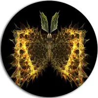 Made in Canada - Design Art 'Golden Fractal Butterfly in Dark' Graphic Art Print on Metal