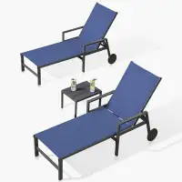 Purple Leaf PURPLE LEAF 2 Pieces Outdoor Chaise Lounge Aluminum Patio Lounge Chair with Wheels