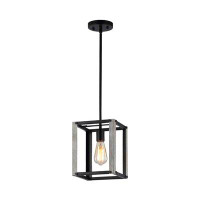 Gracie Oaks Dantuono 1 - Light Kitchen Island Square / Rectangle Pendant with Rope Accents