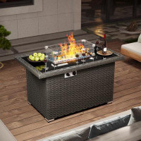 Arlmont & Co. 23.6'' H X 44'' W Steel Propane Outdoor Fire Pit With Windscreen