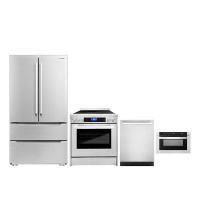 Cosmo 4 Piece Kitchen Package with French Door Refrigerator & 29.8" Freestanding Dual Fuel Range