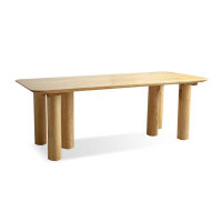 Rosalind Wheeler 78.74" Burlywood Rectangular Solid Wood Dining Table