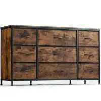 17 Stories Dresser Tv Stand With 9 Drawers Dresser For Bedroom,wide Fabric Dresser,