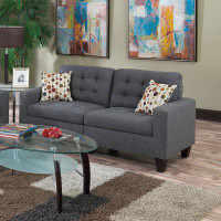 Latitude Run® Living Room Furniture 2Pc Sofa Set Blue Grey Polyfiber Tufted Sofa Loveseat With Pillows Cushion Couch Sol