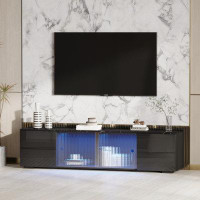 Wrought Studio Tv Stand With Led Remote Control Lights And Sliding Doors
