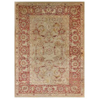 Doris Leslie Blau 7X10 Vintage Pale Beige Background Botanic Indian Amritsar Carpet BB2651