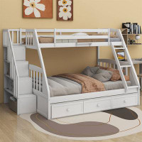 Harriet Bee Jatana Kids Twin Over Full Bunk Bed with Drawers
