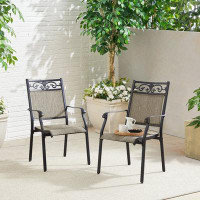 Darby Home Co Patio Aluminum Sling Stackable Dining Chairs(Set of 2)