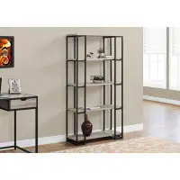 Latitude Run® Darcia Bookshelf, Bookcase, Etagere, 5 Tier, 60"H, Office, Bedroom, Metal, Laminate