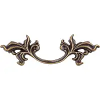 UNIQANTIQ HARDWARE SUPPLY French Provincial Antique Brass Grape Leaf Drawer Pull ( Centers: 3" )