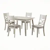 August Grove Dining Set Rectangular Table and 4 Side Chairs Wooden Dining Kitchen Set