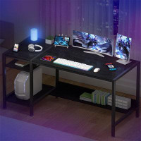 17 Stories Modern Rustic Computer Desk With Reversible Shelves And Multi-Functional Monitor Stand