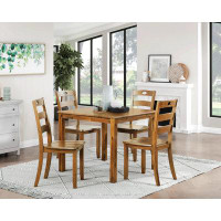 Millwood Pines 5Pc Dining Set Walnut Finish Table And 4 Side Chairs Set Wooden Kitchen Dining Furniture Transitional Sty