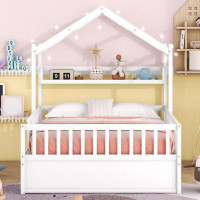 Harper Orchard House Bed With Trundle,Kids Bed With Shelf