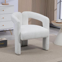Ivy Bronx Teddy Fabric Modern Design Dining Chair,Open-Back ,Modren Kitchen Armchair For Dinging Room(BEIGE)