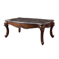 Bloomsbury Market Traditional Style Coffee Rectangular Table, Marble & Cherry