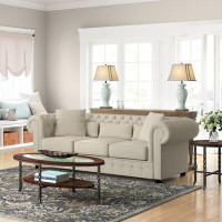 Lark Manor Zaffelare 98.5" Rolled Arm Chesterfield Sofa with Reversible Cushions