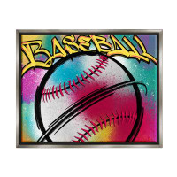 Stupell Industries Urban Sports Baseball Framed Floater Canvas Wall Art by Marcus Prime