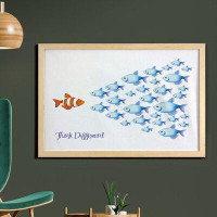 East Urban Home Ambesonne Saying Wall Art With Frame, Words With Outsider Fish Against All The Others Inspirational Art,