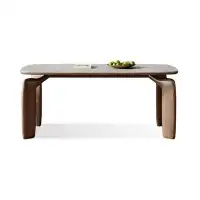 Fit and Touch 55.12" Nut-brown Rock Beam+Solid Wood Dining Table