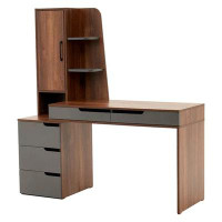 Latitude Run® Ivinta Computer Desk With Drawers Storage Shelves, Modern Study Writing Table With Storage Cabinet For Hom
