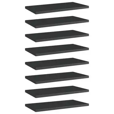 Ebern Designs Bookshelf Boards 8 Pcs High Gloss Black 15.7"X7.9"X0.6" Engineered Wood