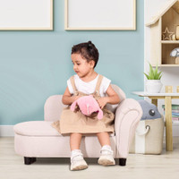 KIDS SOFA, TODDLER COUCH WITH STORAGE COMPARTMENT, CHILDREN CHAISE LOUNGE, ARMREST CHAIR FOR PRESCHOOL FOR KIDS ROOM, KI
