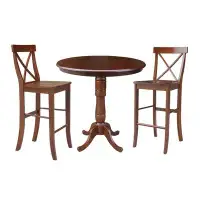 Darby Home Co Dingler 3 - Piece Counter Height Solid Wood Dining Set