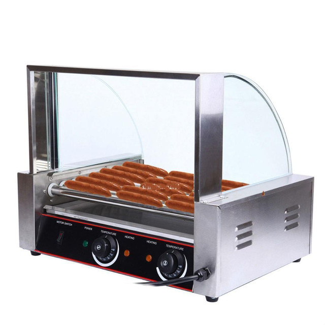 Commercial-24 -Hot-Dog-Grill-Cooker-Machine-sneeze guard - FREE SHIPPING in Other Business & Industrial