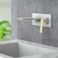 Single Handle Wall Mounted Solid Brass Bathroom Faucet (Available: Chrome, Black, White/Chrome, White/Gold & Black/Gold)