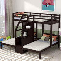 Harriet Bee Haleh Kids Twin Over Twin Over Twin Bunk Bed with Drawers