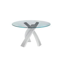 Orren Ellis Glass round table small family dining table