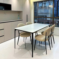 Fit and Touch 4 - Person White Rectangular Sintered Stone + Aluminium alloy Dining Table Set