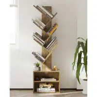 Millwood Pines 6 Tier Tree Bookshelf, Small Bookcase with Storage Cabinet, Modern Tall Narrow Bookshelves Organizer