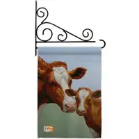 Breeze Decor Cow And Calf - Impressions Decorative Metal Fansy Wall Bracket Garden Flag Set GS110095-BO-03