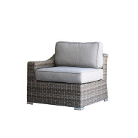 Winston Porter Miami Grey Wicker Sectional Right Arm Chair With Olefin Cushions