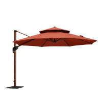 Purple Leaf 132'' Cantilever Umbrella with Steel Plate Base