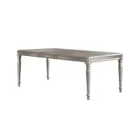 House of Hampton Rectangular Dining Table With 18" Leaf In Antique Silver