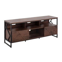 17 Stories Folia Contemporary Tv Stand In Walnut Wood And Black Steel By 17 Stories