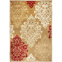 Charlton Home Indoor Small Area Rug With Jute Backing, Modern Floral Damask, Floor Decor For Living/ Dining Room, Bedroo