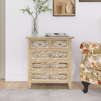 Bungalow Rose Wood Accent Storage Chest With 5 Drawers