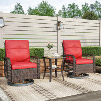 Red Barrel Studio Wicker Outdoor Rocking & Swivel Chair 3-piece Set