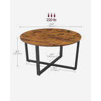 17 Stories Round Coffee Table, Industrial Style Cocktail Table, Durable Metal Frame, Easy To Assemble, For Living Room,