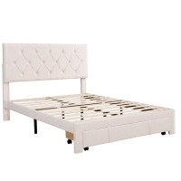 House of Hampton Storage Bed Velvet Upholstered Platform Bed With A Big Drawer