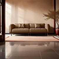 ULTORU 84.62" Lightgray Genuine Leather Standard Sofa cushion couch